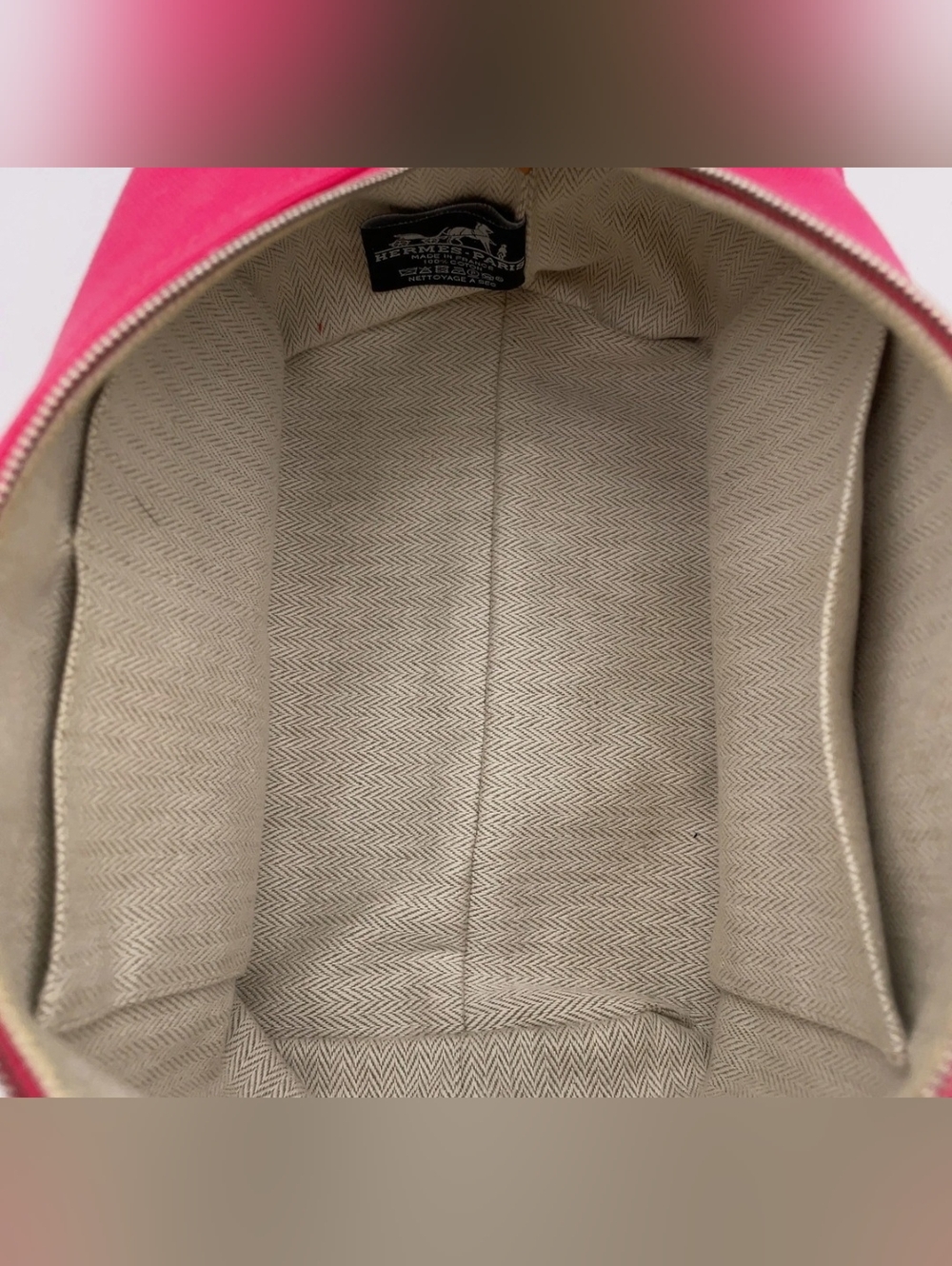 Hermes Bride- A - Brac Pink PM Canvas Vanity Bag With Paper Bag - Picture 14 of 17